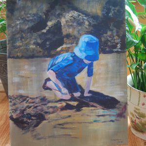 Boy on Beach - CJF640 by Carolyn Freeman